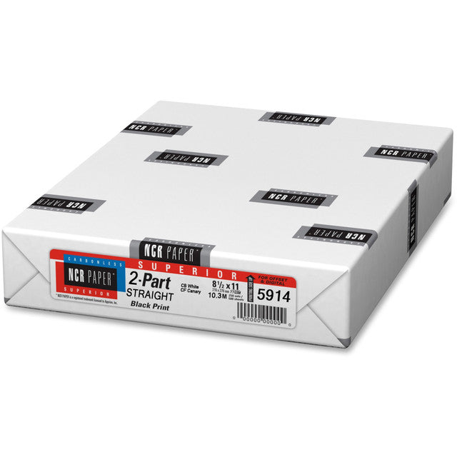 NCR Superior Carbonless Paper, 8.5" x 11", 2-Part Straight, White/Canary, 500 Sheets/Ream (5914)
