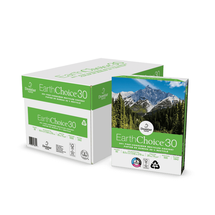 EarthChoice30 Copy Paper, 20 lb., 8.5" x 11", 92 Brightness, 30% Recycled, 500 Sheets/Ream, 10 Reams/Carton (1842)