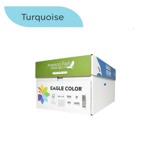 American Eagle 8.5" x 11" Color Copy Paper, 20 lbs., Turquoise, 500 Sheets/Ream (47820501)