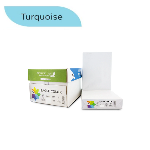 American Eagle 8.5" x 11" Color Copy Paper, 20 lbs., Turquoise, 500 Sheets/Ream (47820501)