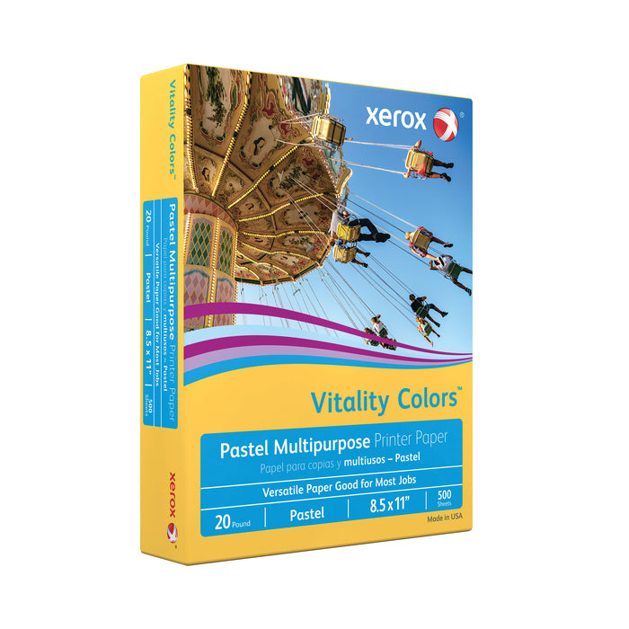 Xerox Vitality Pastel Multipurpose Paper, 8.5" x 11", Goldenrod, 20 lbs., 30% Recycled, 500 Sheets/Ream (3R11055)