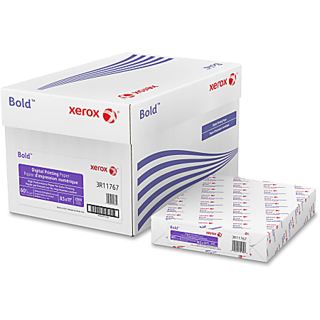 Xerox, Bold Digital Printing Paper, 8.5" x 11", White, 60 lb Cover, 100 brightness, 250 Sheets/Ream, (3R11767)