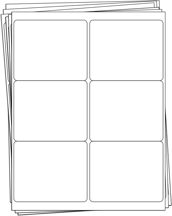 Print It 6 Per Sheet White Labels – 3-1/3" x 4" – 8.5" x 11" Sheets – Avery® 5164 & 8164 Compatible – 250 Sheets (1,500 Labels)