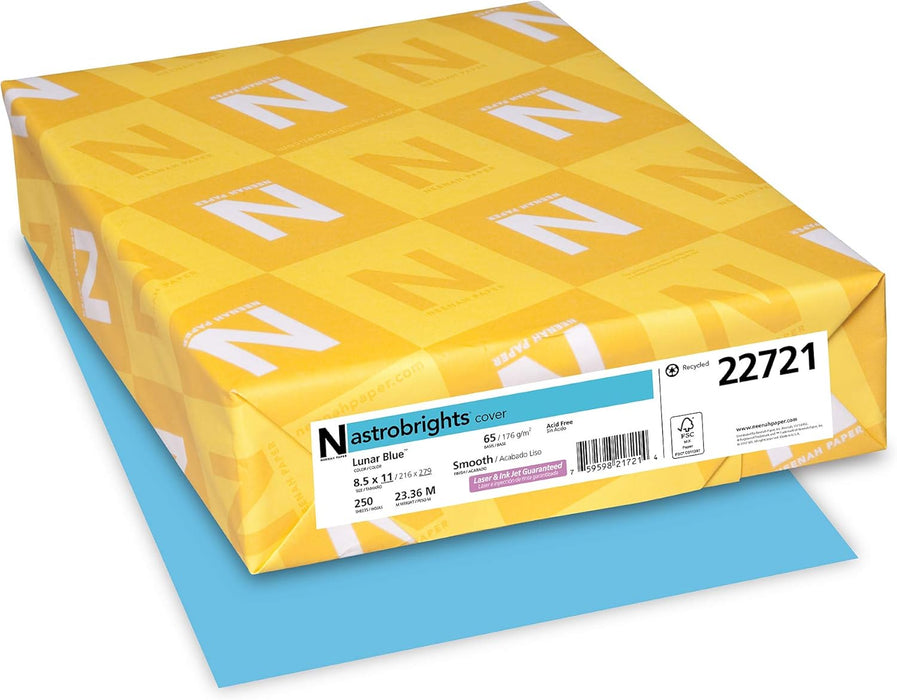Astrobrights Cardstock, 65 lbs., 8.5" x 11", Lunar Blue™, 250 Sheets/Ream (22721)