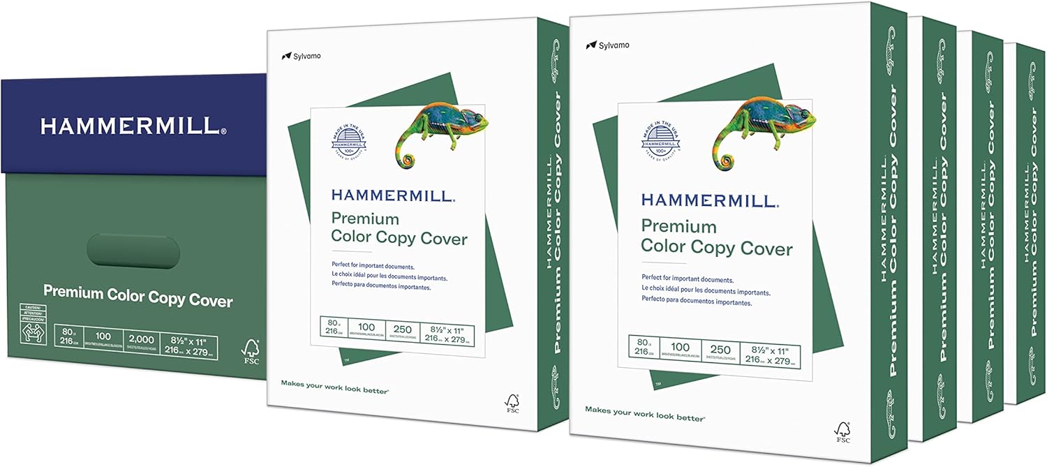 Hammermill Fore Cover Paper, 80 lb., 8.5" x 11", White, 100 Brightness, 250 Sheets/Ream (HAM120023)