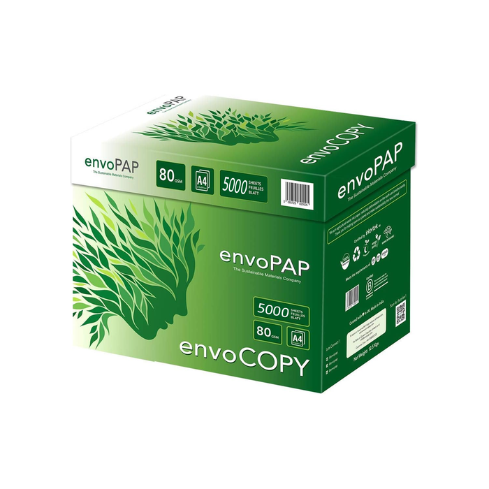 envoCopy TreeFree 100% Recycled Multipurpose Paper, 8.5" x 11", 20 lbs., White, 500 Sheets/Ream (5000 Sheets/Carton)
