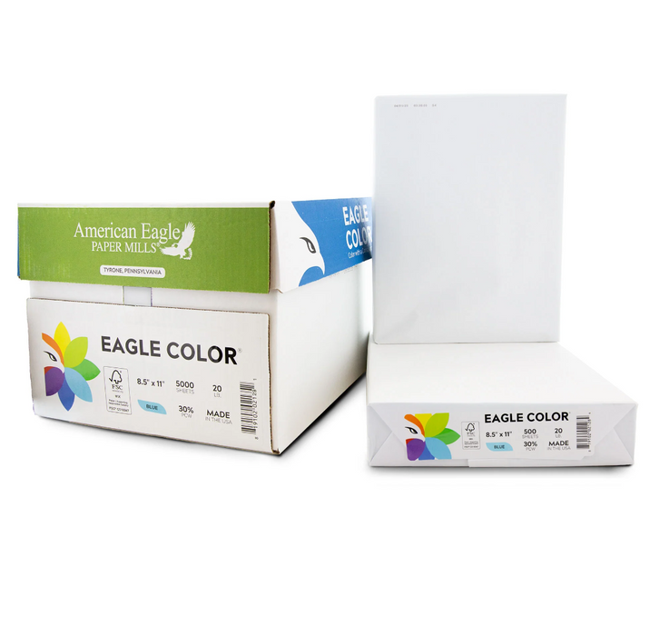 American Eagle 8.5" x 11" Color Copy Paper, 20 lbs., Blue, 500 Sheets/Ream (47710501)