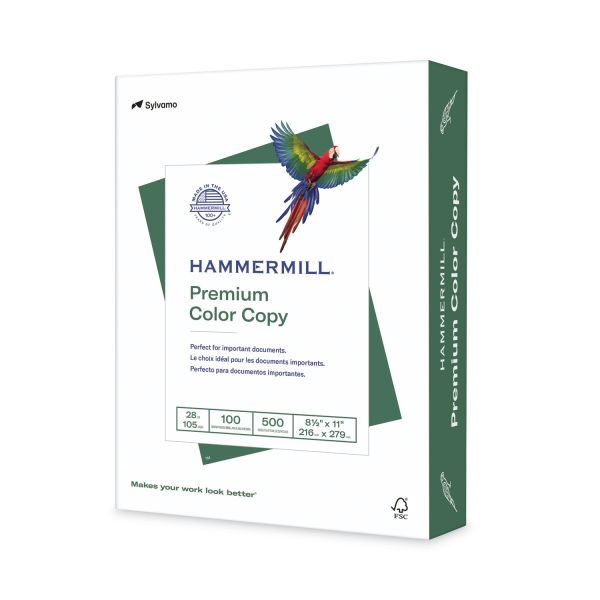 Hammermill Premium Color Copy Paper, 8.5" x 11", 28 lb, 500 Sheets/Ream (102467)