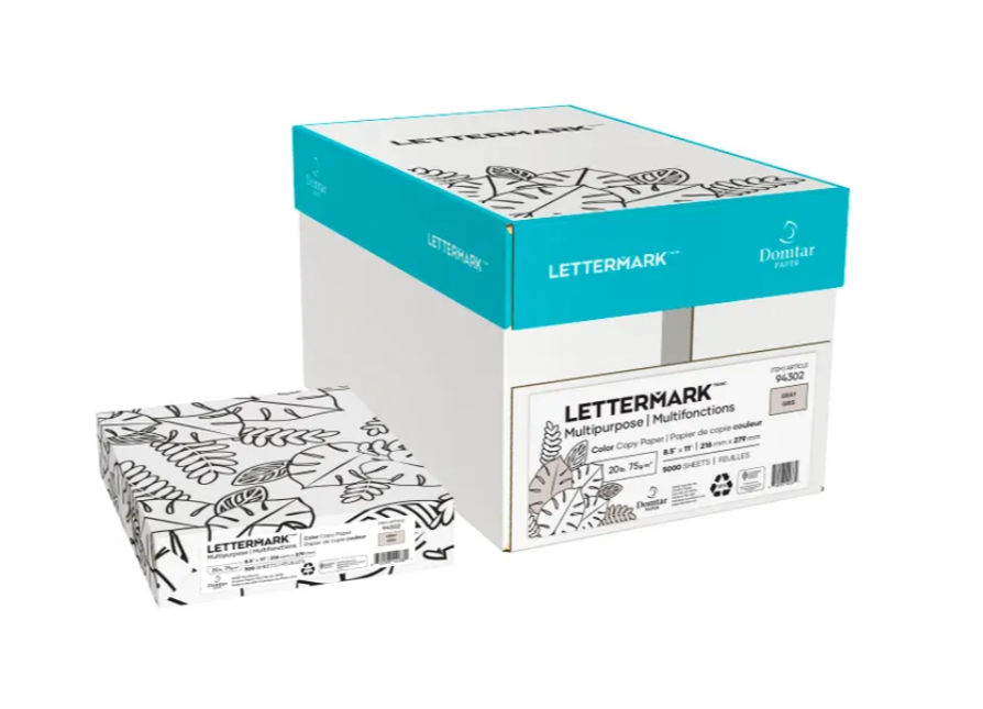Domtar Lettermark Gray Multipurpose Paper, 8.5" x 11", 20 lb, 500 Sheets/Ream (94302)