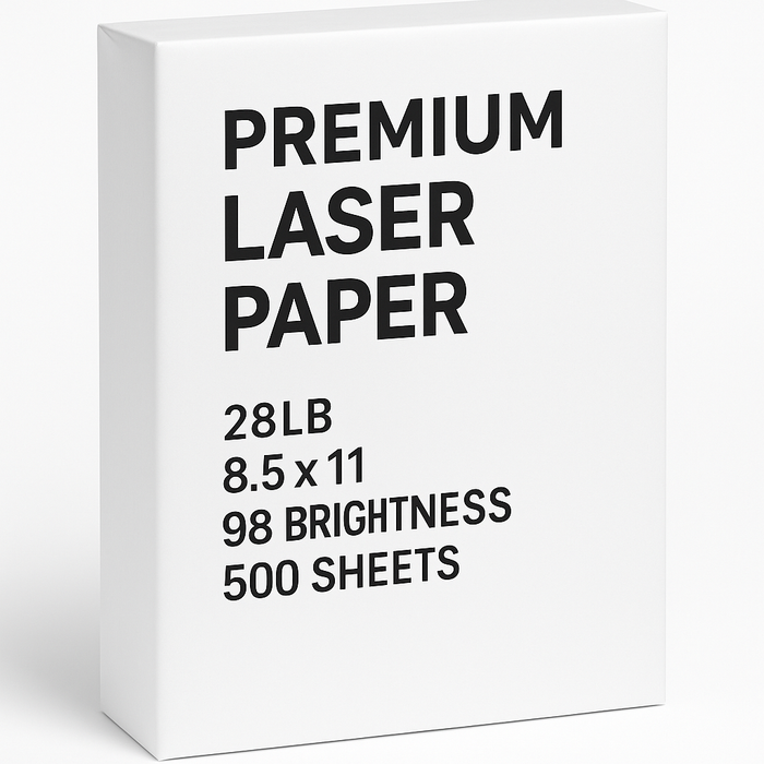 Premium 8.5" x 11" Laser Paper, 28 lbs., 98 Brightness, 500/Ream