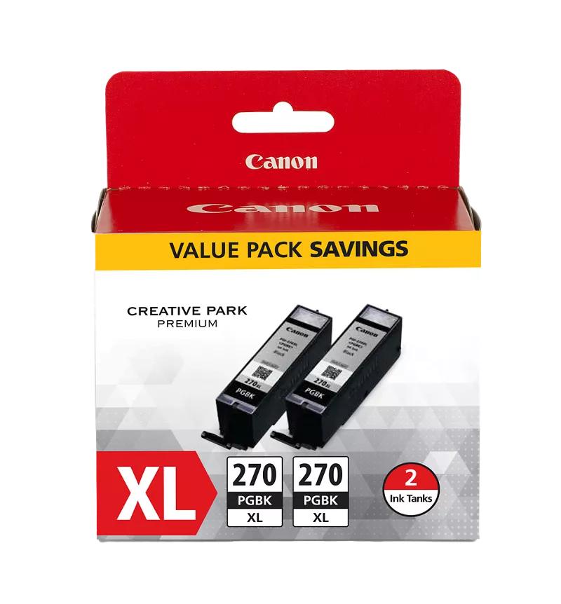 Canon Genuine PGI-270 XL Pigment Black Twin Ink Pack (0319C005)