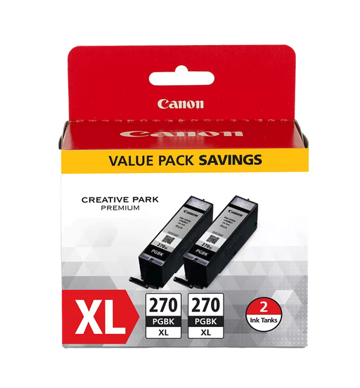 Canon Genuine PGI-270 XL Pigment Black Twin Ink Pack (0319C005)