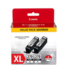 Canon Genuine PGI-270 XL Pigment Black Twin Ink Pack (0319C005)