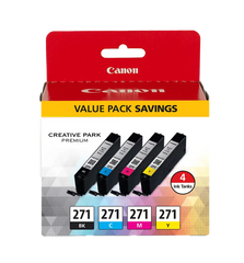 Canon Genuine CLI-271 Black, Cyan, Magenta & Yellow 4 Ink Pack (0390C005)