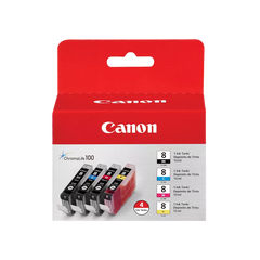 Canon Genuine CLI-8 Black, Cyan, Magenta & Yellow 4 Ink Pack (0620B010)
