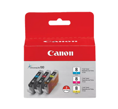 Canon Genuine CLI-8 Cyan, Magenta & Yellow 3 Ink Pack (0621B016)