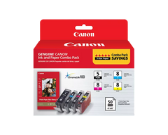 Canon Genuine PGI-5/ CLI-8 CMY w/ PP-201 (50 Sheets) (0628B027)