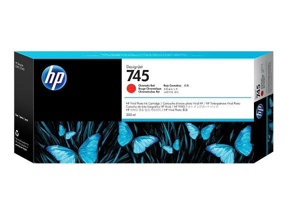 HP 745 300-ml DesignJet Chromatic Red Ink Cartridge, F9K06A