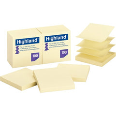 Highland Self-Sticking Notes, 3" x 3", Yellow, 12/Pack (MMM6549PUY)
