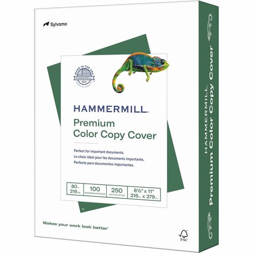 Hammermill Premium Color Copy Cover, 8.5" x 11" Cardstock Paper, 80 lbs., White, 250 Sheets/Ream (120023)