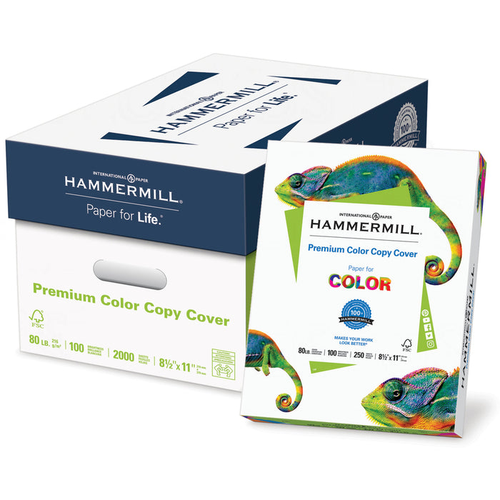 Hammermill Premium Color Copy Cover, 8.5" x 11" Cardstock Paper, 80 lbs., White, 250 Sheets/Ream (120023)