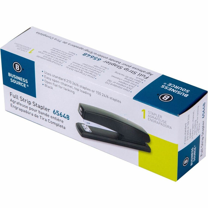 Business Source Full-Strip Desktop Stapler, 20-Sheet Capacity, Black (BSN65648)