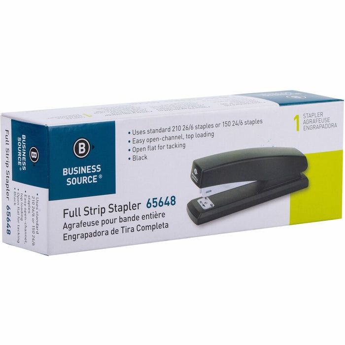 Business Source Full-Strip Desktop Stapler, 20-Sheet Capacity, Black (BSN65648)
