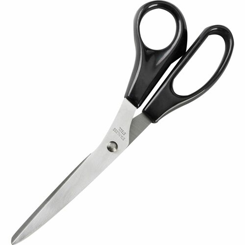 Business Source Stainless Steel Scissors, 8" Length, Straight Handle, Black (BSN65647)