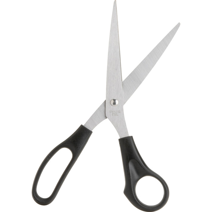 Business Source Stainless Steel Scissors, 8" Length, Straight Handle, Black (BSN65647)