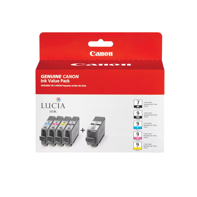 Canon Genuine PGI-9/PGI-7 Ink Value Pack (5 Ink Tanks) (1034B010)