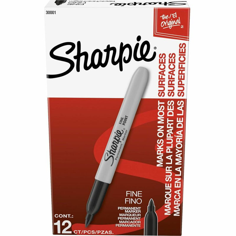 Sharpie Permanent Marker, Fine Point, Black Ink, Dozen Pack (SAN30001B)