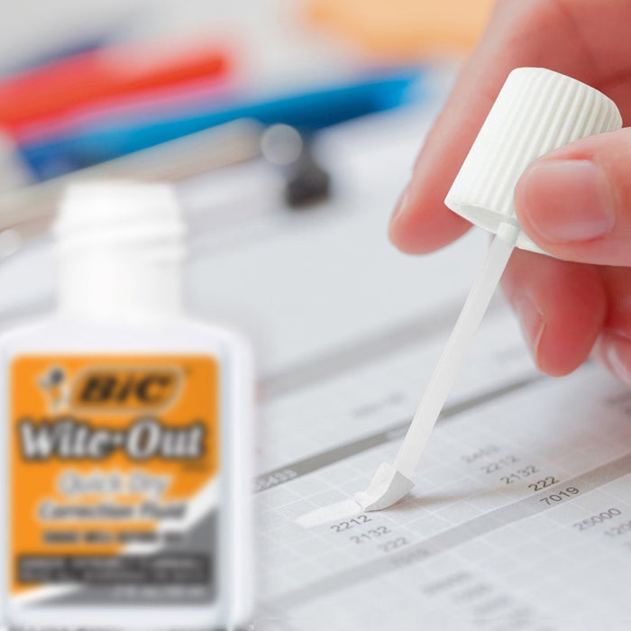 BIC Wite-Out Quick Dry Correction Fluid, White, 20ml Bottle, 12/Box (WOFQD12-WHI)