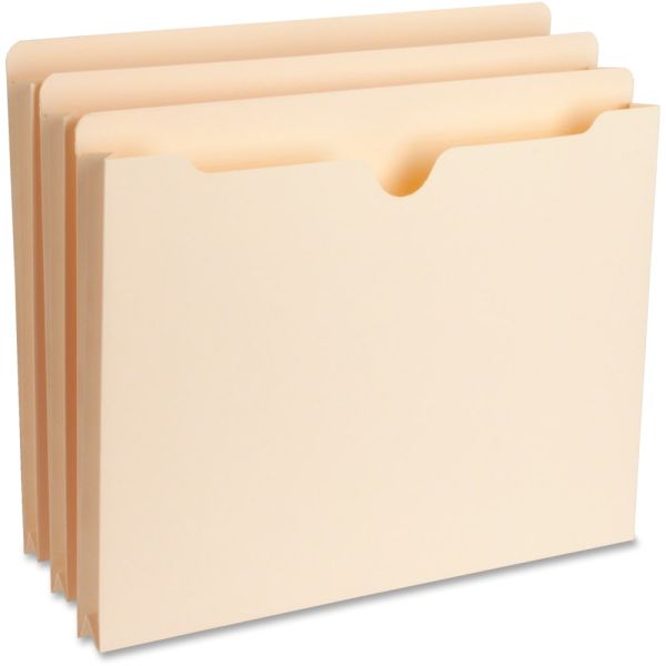 Business Source File Pocket, Letter Size, Straight Cut Tab, 1" Expansion, Recycled Manila 50/box (65797)