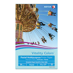 Xerox Vitality Colors Pastel Multipurpose Printer Paper, 11" x 17", Blue, 20 lb, 30% Recycled, 500 Sheets/Ream (3R20090)