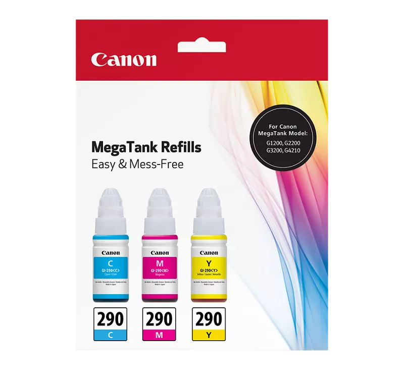 Canon Genuine GI-290 CMY Ink Bottle Value Pack (1596C005)
