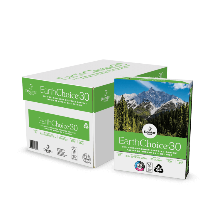 EarthChoice30 Copy Paper, 20 lb., 8.5" x 11", 92 Brightness, 30% Recycled, 500 Sheets/Ream, 10 Reams/Carton (1842)