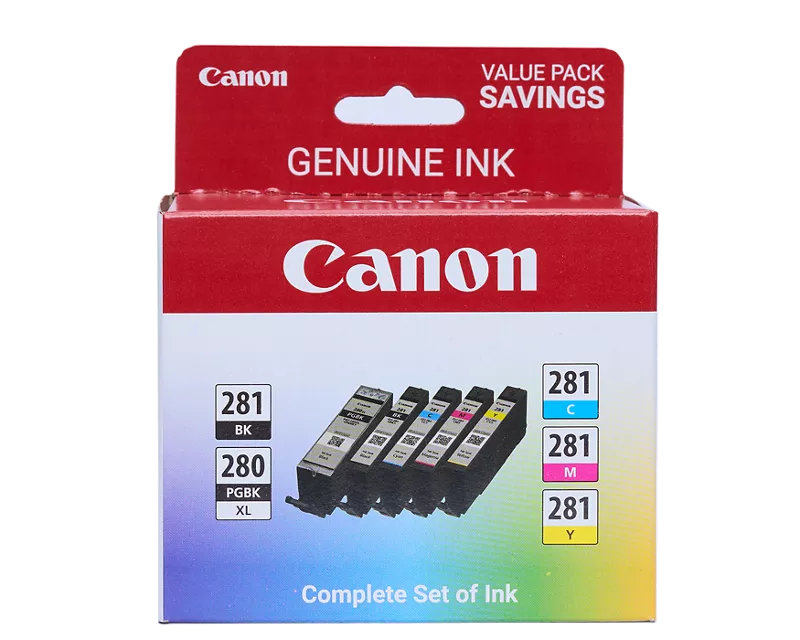 Canon Genuine PGI-280 XL Pigment Black / CLI-281 Black, Cyan, Magenta, Yellow 5 Color Value Pack (2021C007)