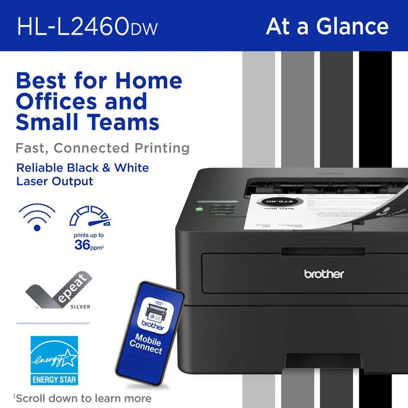 Brother HL-L2460DW Monochrome Laser Printer - view 2