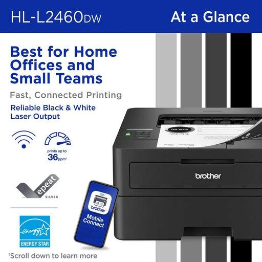 Brother HL-L2460DW Monochrome Laser Printer - view 2