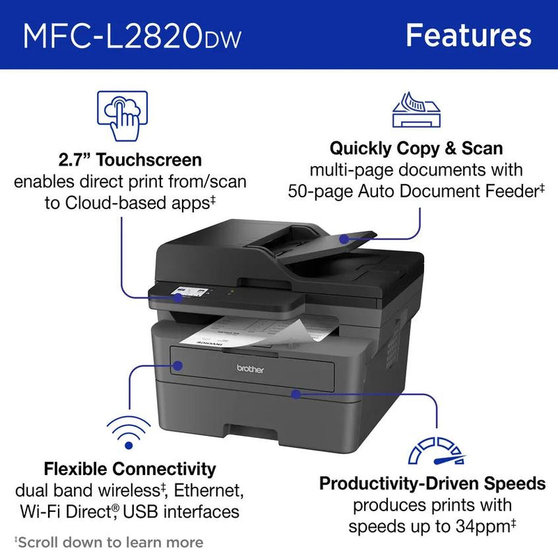 Brother MFC-L2820DW Monochrome Laser All-in-One - view 3