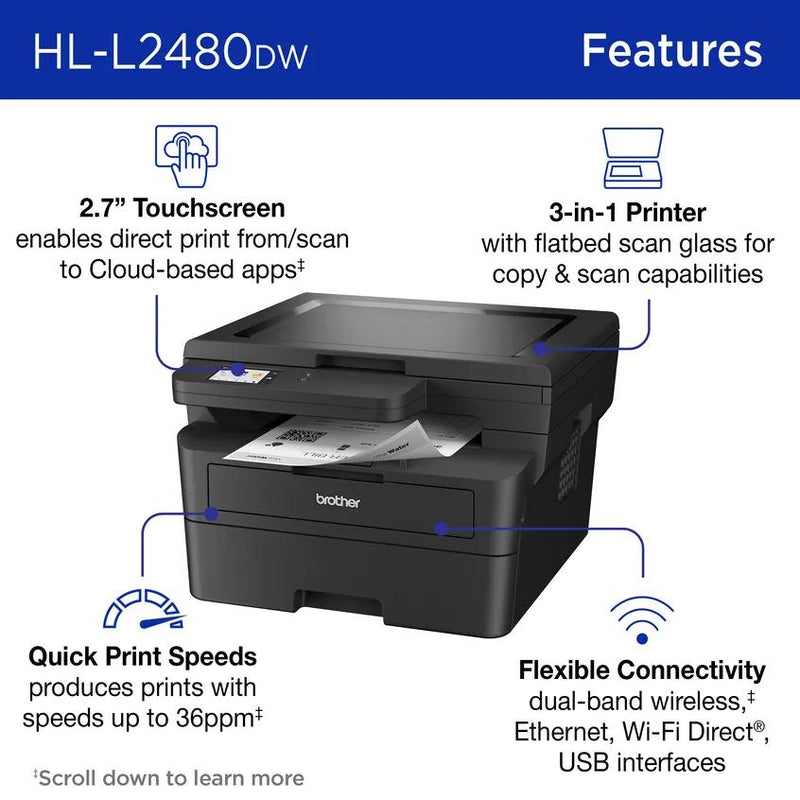 Brother HL-L2480DW Monochrome Laser All-in-One - view 3