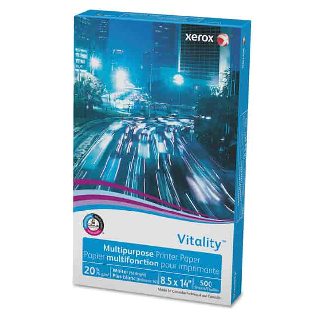 Xerox Vitality Multipurpose Paper, 8.5" x 14", 20 lbs., 92 Brightness, 500 Sheets/Ream (3R02051)