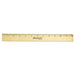 Westcott Beveled Metal Edge Wood Ruler, 12" x 1", Natural Wood