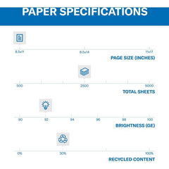Hammermill Great White 30% Recycled 8.5" x 11" Copy Paper, 20 lb, 92 Brightness, White, 500 Sheets/Ream, 10 Reams/Cartons (86700)