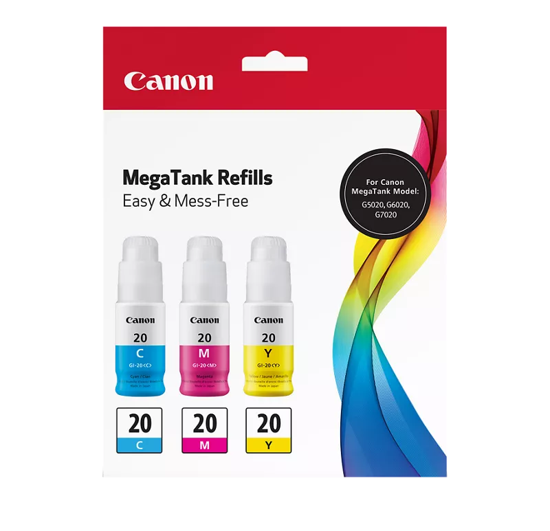 Canon Genuine GI-20 CMY Ink Bottle Value Pack (3394C003)