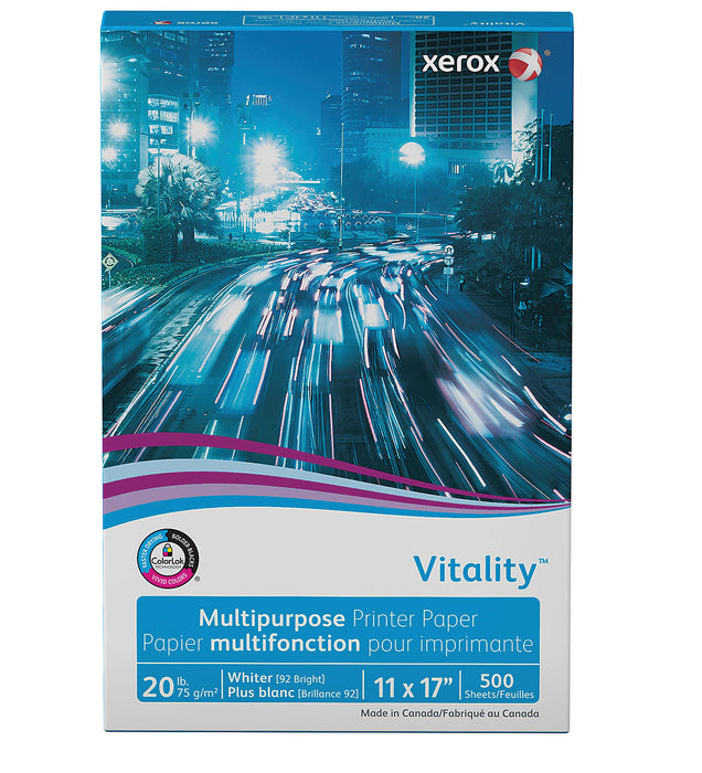 Xerox Vitality Multipurpose Paper, 11" x 17", 20 lbs., 92 Brightness, 500 Sheets/Ream (3R03761)