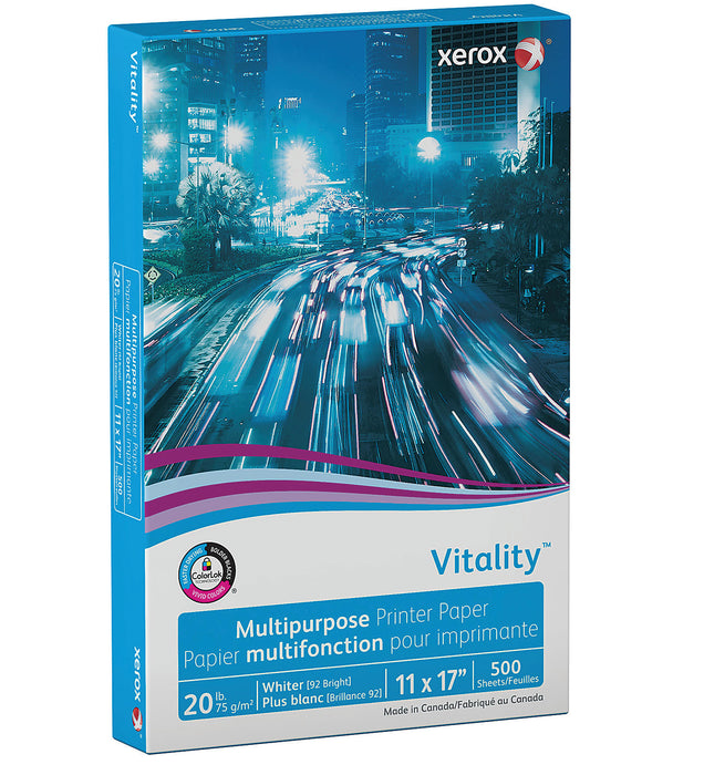 Xerox Vitality Multipurpose Paper, 11" x 17", 20 lbs., 92 Brightness, 500 Sheets/Ream (3R03761)