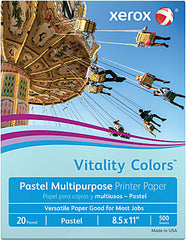 Xerox Vitality Pastel Multipurpose Paper, 8.5" x 11", Blue, 20 lbs., 30% Recycled, 500 Sheets/Ream (3R11050)
