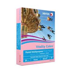Xerox Vitality Pastel Multipurpose Paper, 8.5" x 11", Pink, 20 lbs., 30% Recycled, 500 Sheets/Ream (3R11052)