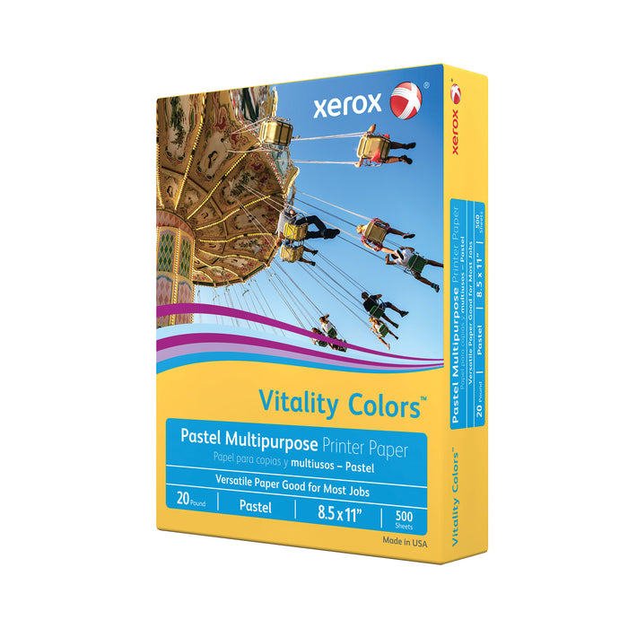 Xerox Vitality Pastel Multipurpose Paper, 8.5" x 11", Goldenrod, 20 lbs., 30% Recycled, 500 Sheets/Ream (3R11055)